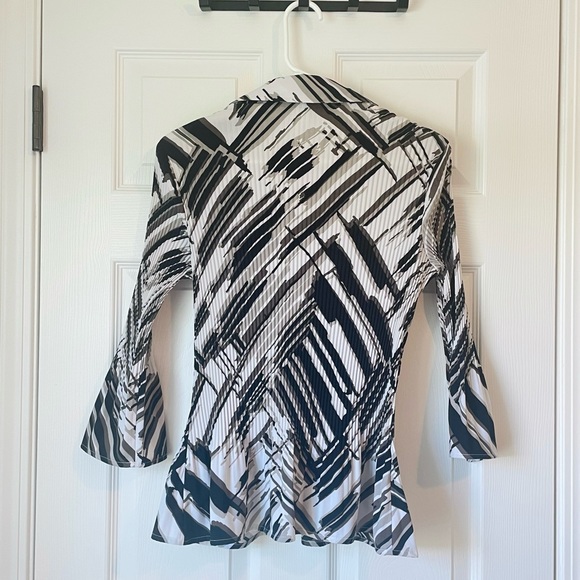 Fred David Stretch Button Down in White, Black, and Grays - Picture 4 of 6